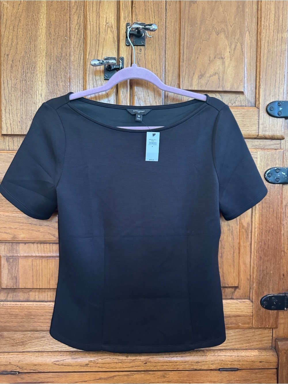 Banana Republic Black Short Sleeve Boatneck Top